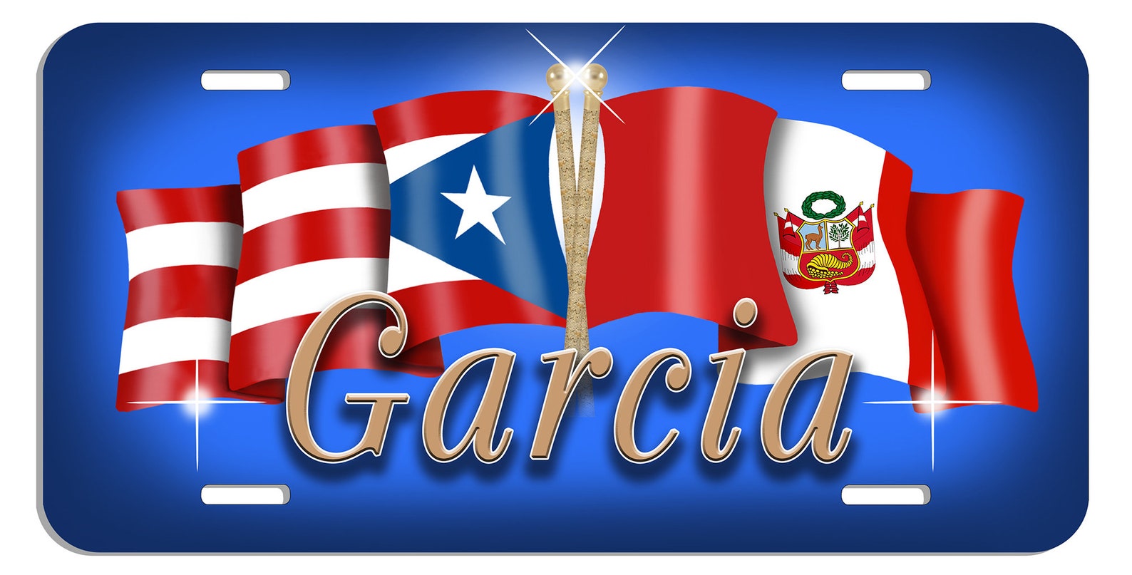 Puerto Rico Peru Unity Flags Auto License Plate Personalize Etsy