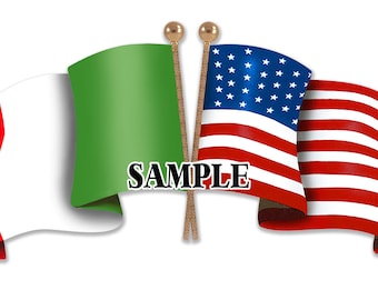 Italian American Unity Flags Digital Download Italy USA Latino PNG High Quality Digital File