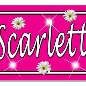 Custom Name Daises Bicycle License Plate Metal Custom Personalized Gifts Girls Teens Ladies Many Colors 2.75&quot; x 4.5&quot;