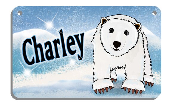 Placa de matrícula de bicicleta Oso Polar Niño y Niña Metal
