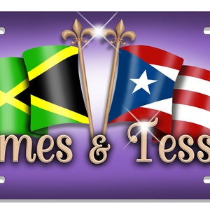 Jamaica Puerto Rico Unity Flags Auto License Plate Personalize Gifts any Name or Text Many Colors Latino Hispanic Jamaican Island Rican image 9