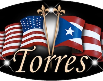 Puerto Rican Unity Flags Decal Bumper Sticker Personalize Text 3.5 x 6" Red 