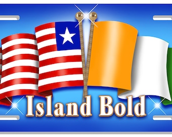 Liberia Cote de Ivoire Unity Flags Auto License Plate Personalize Gifts any Name or Text Many Colors Latino Ivory Coast