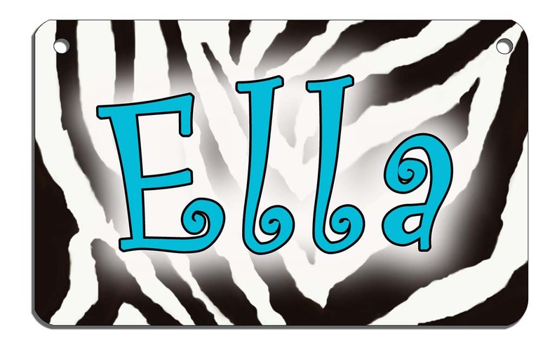 Zebra Jungle Design Tiara Bicycle License Metal Plate Gifts For Children Girls Ladies Personalize in Any Color Exotic 2.75 x 4.5 image 2