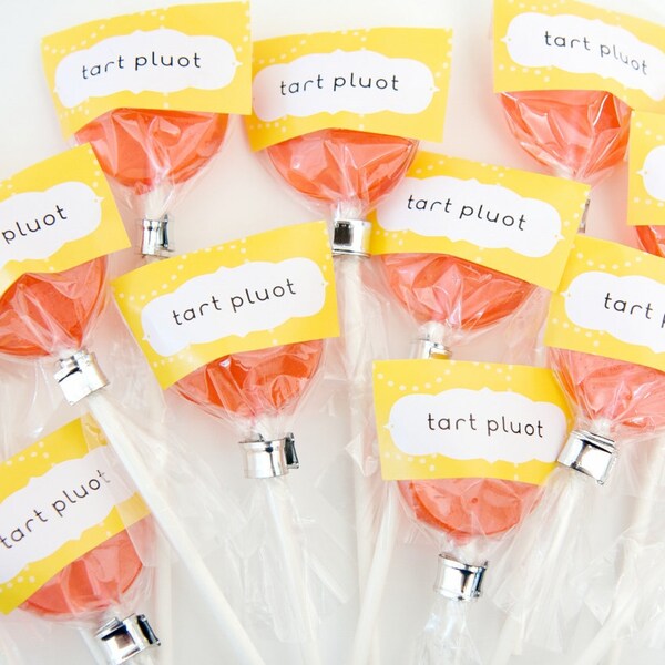 12 Tart Pluot (plum apricot) Lollipops - handmade sour hard candy lollipops