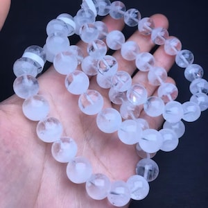 Pulsera de cristal fantasma blanco Pulsera de cristal fantasma blanco natural As blanco Tarjeta grande Estilos para hombre y mujer