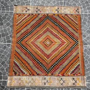 Turkish Vintage Kilim, Turkish Bohemian Area Rug, Rugs for living room, Home and Living, Housewarming gift, Handmade Rugs - 4.00x4.66 ft