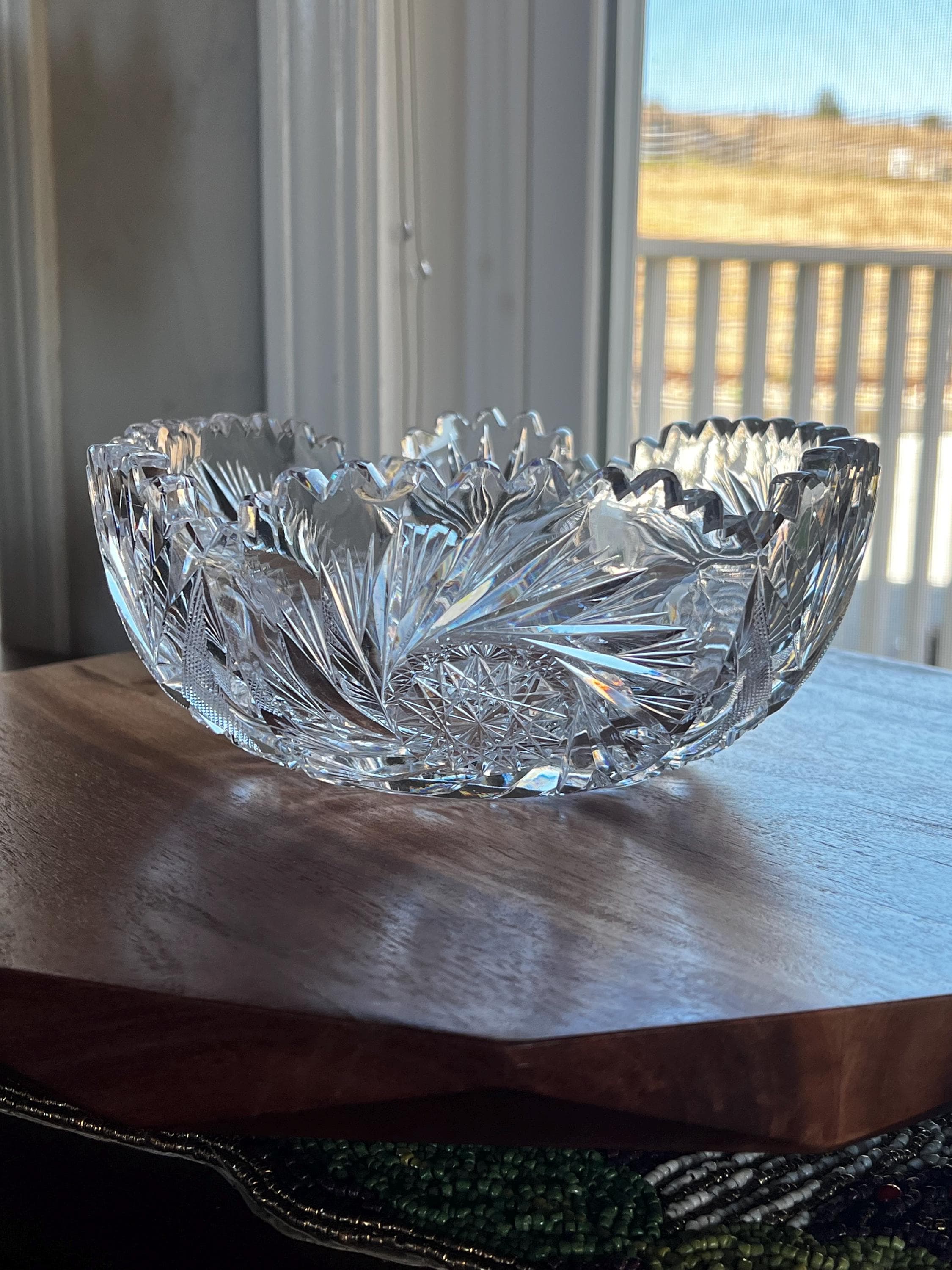 Antique Crystal Bowl - Etsy