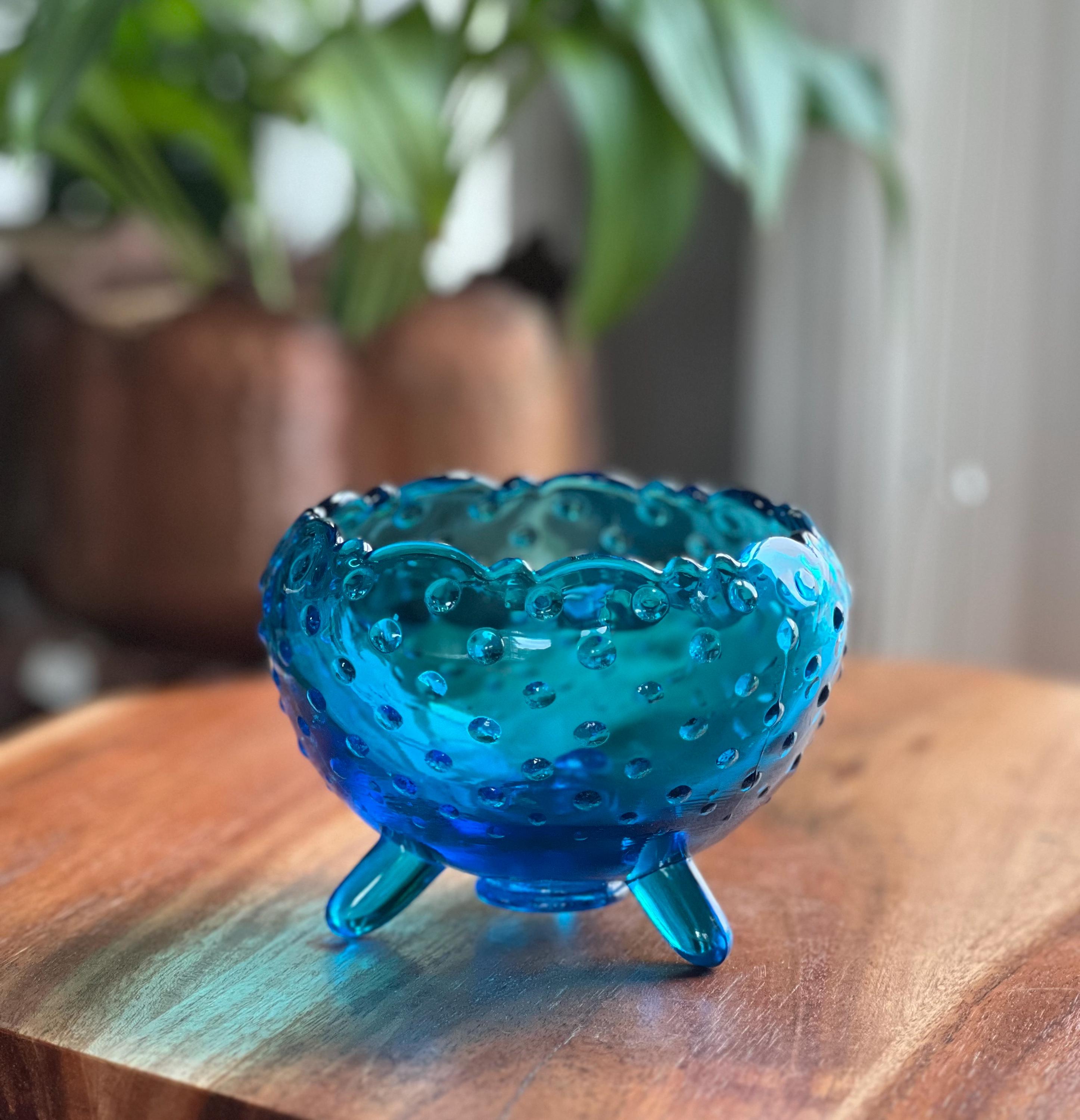 Vintage Blue Rose Bowl - Etsy