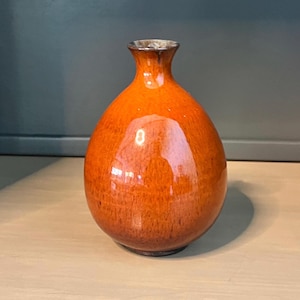 Vintage MCM Signed Styron & Clark Burnt Orange Glazed Vase - 1969
