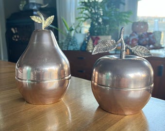 Vintage Copper/Brass Apple and Pear Trinket Boxes
