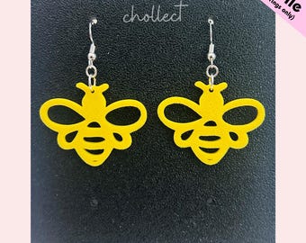 Bee Earrings STL File: 3D Print Dangle Earring Design (Digital Download)