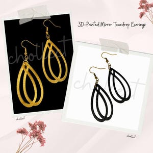 Mirror Teardrop Earrings STL File for 3D Printing – Unique Digital Download, Dangle Earrings STL File for 3D Print Model
