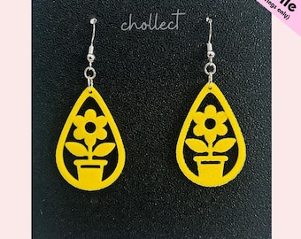 Flower Pot Earrings STL File: 3D Print Dangle Earring Design (Digital Download)