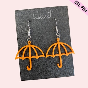Umbrella Dangle Earrings STL File for 3D Printing – Unique Digital Download, Dangle Earrings STL File for 3D Print Model