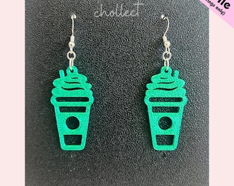 Coffee Cup Earrings STL File: 3D Print Dangle Earring Design (Digital Download)