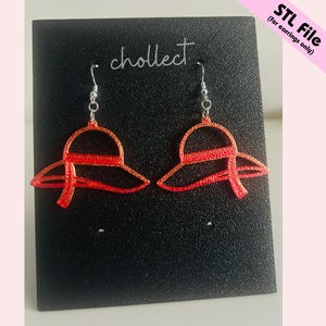 Chic Sun Hat Earrings STL File for 3D Printing – Unique Digital Download, Dangle Earrings STL File for 3D Print Model