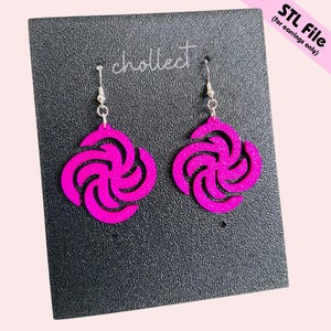 Modern Swirl Earrings STL File for 3D Printing – Unique Digital Download, Dangle Earrings STL File for 3D Print Model
