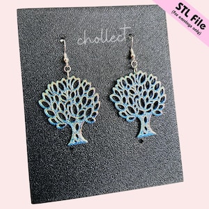 Intricate Tree Earrings STL File for 3D Printing – Unique Digital Download, Dangle Earrings STL File for 3D Print Model