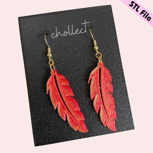 Feather Earrings STL File for 3D Printing – Unique Digital Download, Dangle Earrings STL File for 3D Print Model