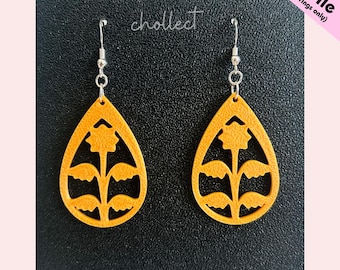 Pendientes de lágrima florales (archivo STL): joyería impresa en 3D (descarga digital)