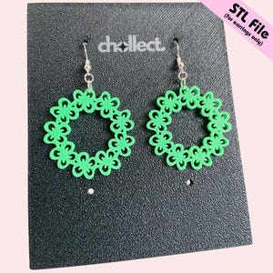 Floral Lace Hoop Earrings STL File for 3D Printing – Unique Digital Download, Dangle Earrings STL File for 3D Print Model