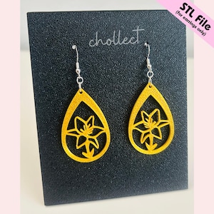 Intricate Floral Earrings STL File for 3D Printing – Unique Digital Download, Dangle Earrings STL File for 3D Print Model
