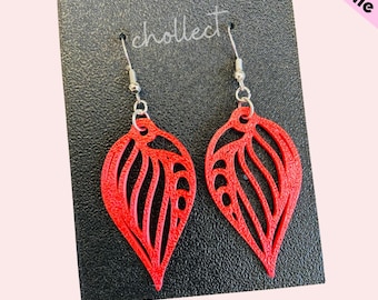Leaf Drop Earrings STL File: 3D Print Dangle Earrings (Digital Download)
