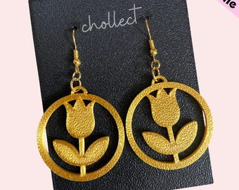 Tulip Earrings STL File: Floral 3D Print Model (Digital Download)