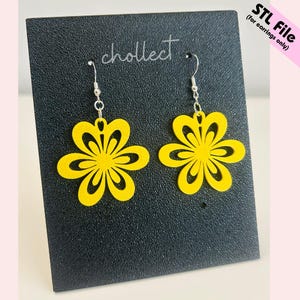 Layered Flower Earrings STL File for 3D Printing – Unique Digital Download, Dangle Earrings STL File for 3D Print Model