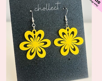 Layered Flower Earrings STL File: 3D Print Dangle Earring Design (Digital Download)