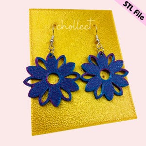 Floral Boho Earrings STL File for 3D Printing – Unique Digital Download for Jewelry Makers, Dangle Earring STL File for 3D Print Model