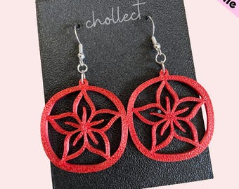 Floral Circle Earrings STL File: 3D Print Dangle Earring Design (Digital Download)