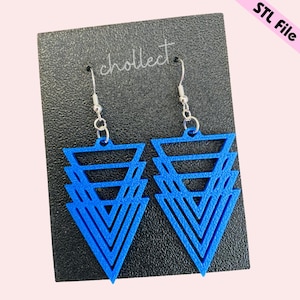 Inverted Triangle Layered Earrings STL File: 3D Print Dangle Earring Design (Digital Download)