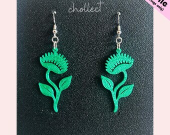 Venus Flytrap Earrings STL File: 3D Print Dangle Earring Design (Digital Download)