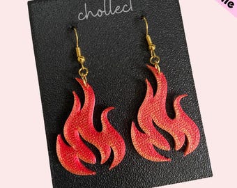 Flaming Earrings STL File: 3D Print Dangle Earring Design (Digital Download)