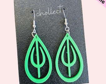 Trident Teardrop Earrings STL File: 3D Print Dangle Earring Design (Digital Download)
