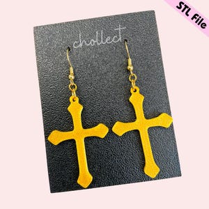 Cross Dangle Earrings STL File for 3D Printing – Unique Digital Download, Dangle Earrings STL File for 3D Print Model