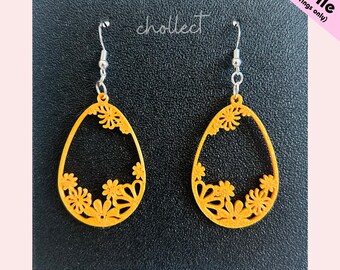 Floral Garden Dangle Earrings STL File: 3D Print Teardrop Design (Digital Download)