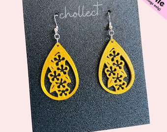 Floral Teardrop Earrings STL File: 3D Print Dangle Earrings (Digital Download)
