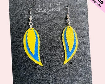 Layered Feather Earrings STL File: 3D Print Dangle Earring Design (Digital Download)