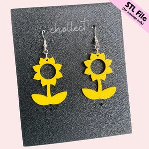 Whimsical Flower Earrings STL File for 3D Printing – Unique Digital Download, Dangle Earrings STL File for 3D Print Model