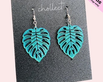 Monstera Leaf Earrings STL File: 3D Print Dangle Earring Design (Digital Download)