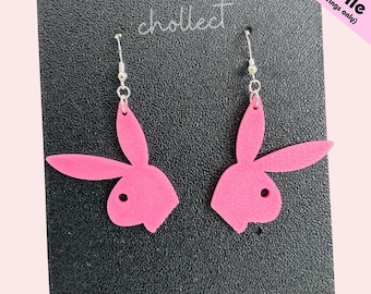 Bunny Head Silhouette Earrings STL File: 3D Print Dangle Earring Design (Digital Download)