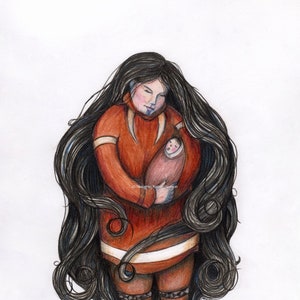 Mutterschaft Figur - Alaska Native Inupiaq Zeichnung