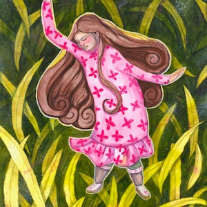Fireweed Dancer - Alaska Native Inupiaq watercolor painting
