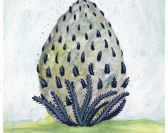 Wooly - Alaska Native Inupiaq watercolor and gouache painting