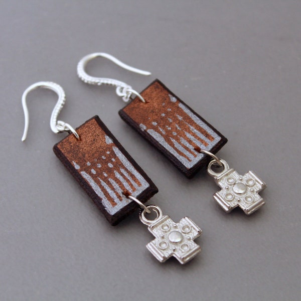 Theme - Alaska Native made hand painted leather earrings