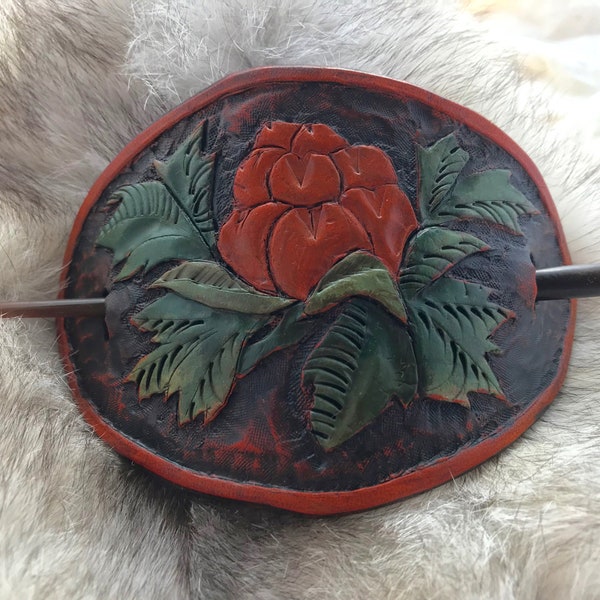 Cloudberry Dreams - Large - Alaska Native Hand tooled leather hair piece