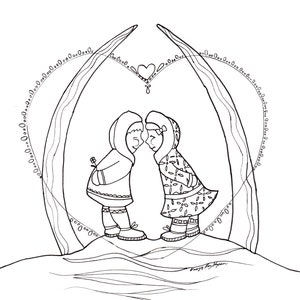 Arctic Kiss - Alaska Native hand drawn coloring page